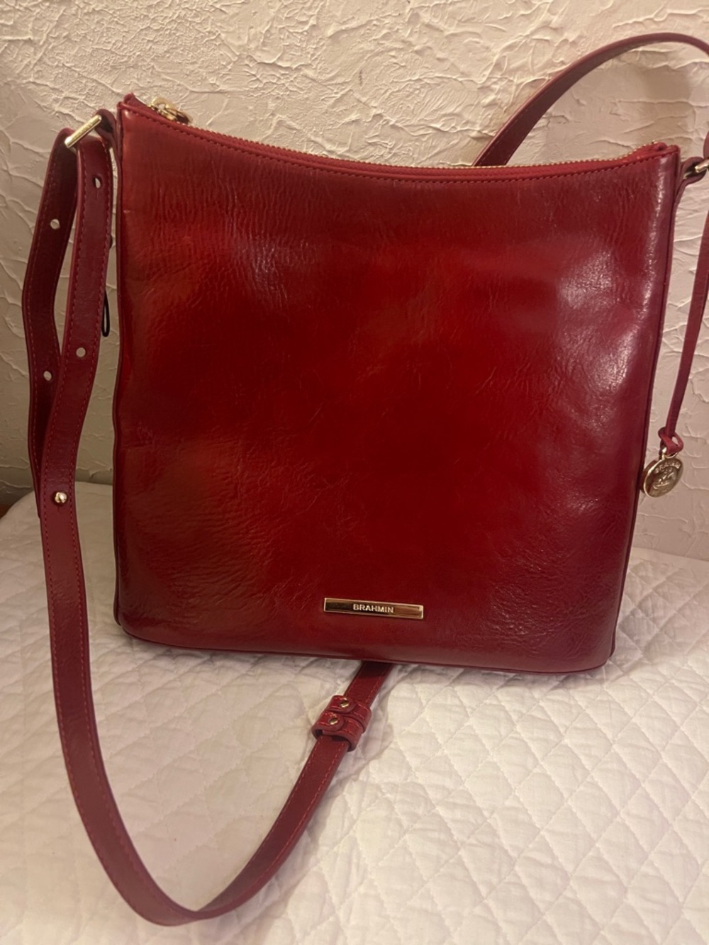 Brahmin Red Leather Crossbody Bag NWOT Retail $265